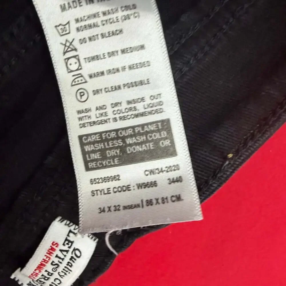 Levis 511 Jeans Mens 34x34 Black Straight Leg Mid Rise Medium Wash‎ Slim Denim